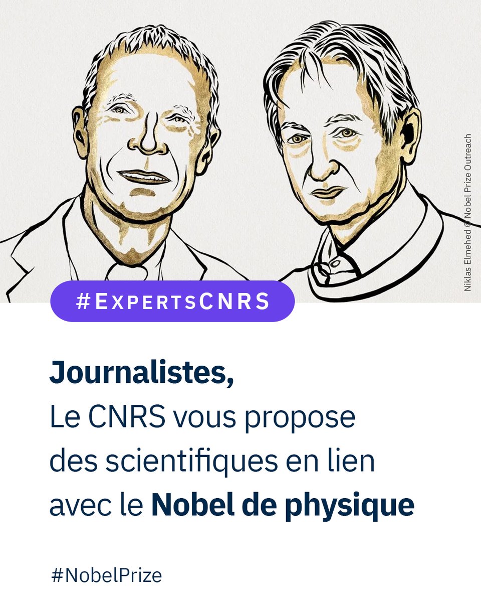 CNRS's tweet photo. #ExpertsCNRS 🔎 Journalistes, en lien avec le #NobelPrize de physique, le bureau de presse du @CNRS vous propose des scientifiques pouvant vous éclairer sur les travaux des lauréats.  

Si vous êtes intéressés : 
📞 📩 https://t.co/IAaLzflTBl https://t.co/ZUn4ZTYqIM
