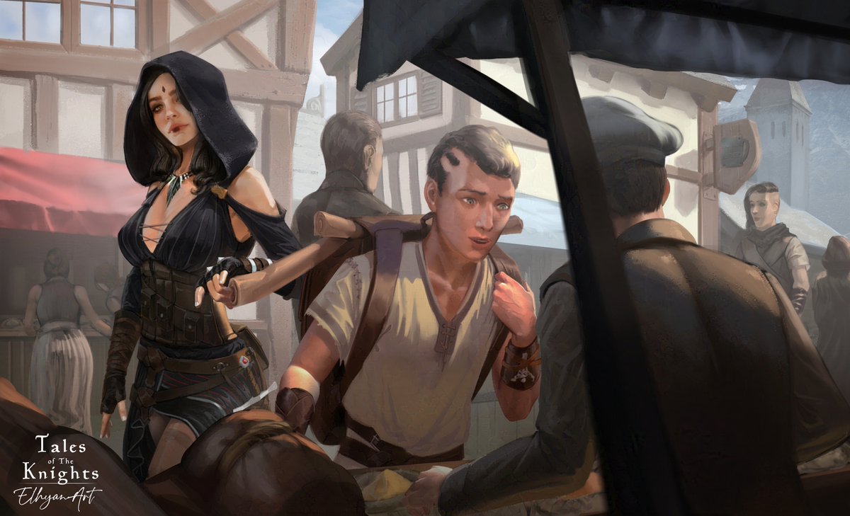 It's #PortfolioDay  !!

I'm Elhy and I paint women in armor with swords!
I work on my little book project Tales of the Knights in between jobs