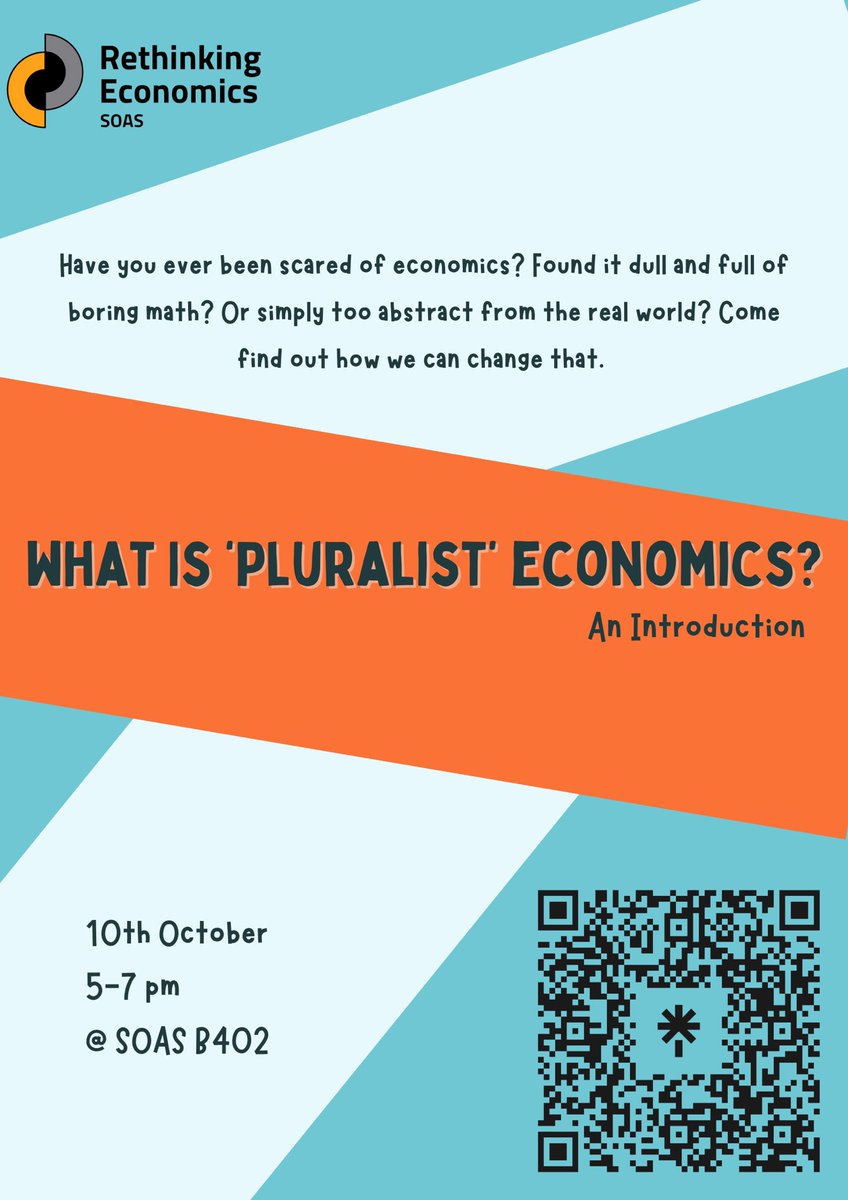 Excited to see everyone on Thursday for our introduction to Pluralist Economics. The hope is to learn from each as to why we need to change how economics is being taught!