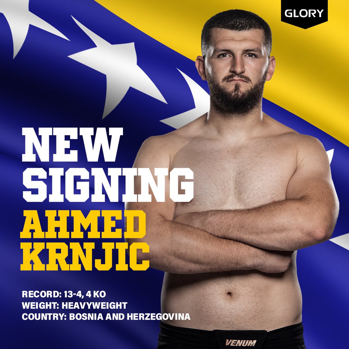 Beyond_Kick's tweet image. Former ONE &amp;amp; Senshi heavyweight fighter Ahmed “Bosnian Steel” Krnjic (13-4) has signed with GLORY Kickboxing.

#GLORYKickboxing