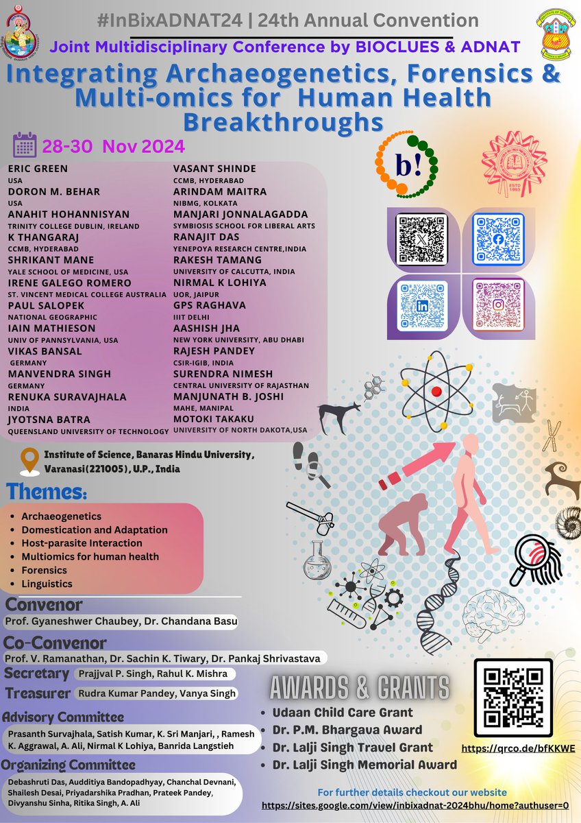 Announcement!!
Owing to multiple queries, we have update the form for "Lalji Singh Travel Award"!
Register Now:
sites.google.com/view/inbixadna…

#Genetics #DNA
#Research
#Science
#Healthcare
#Medicine
#Innovation
#FutureOfHealthcare #ArchaeogeneticsConference
#ForensicsConference