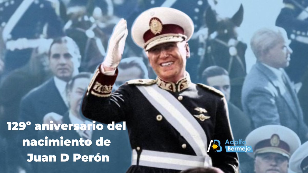 A 129º años del nacimiento de Perón, pongamos en valor su mirada colectiva y solidaria, por sobre la del individualismo y el egoísmo. Trabajemos por esa Argentina grande con la que él siempre soñó, con soberanía política, independencia económica y justicia social. #PerónCumple