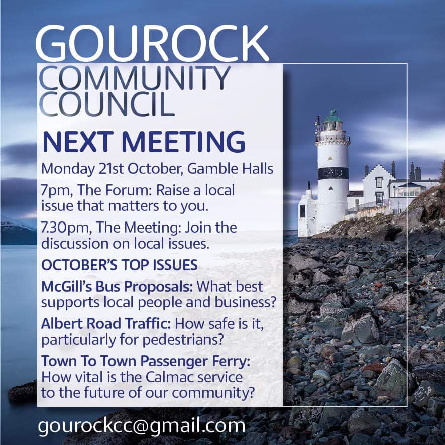 If you live in #Gourock it's worth remembering the date of the next meeting.