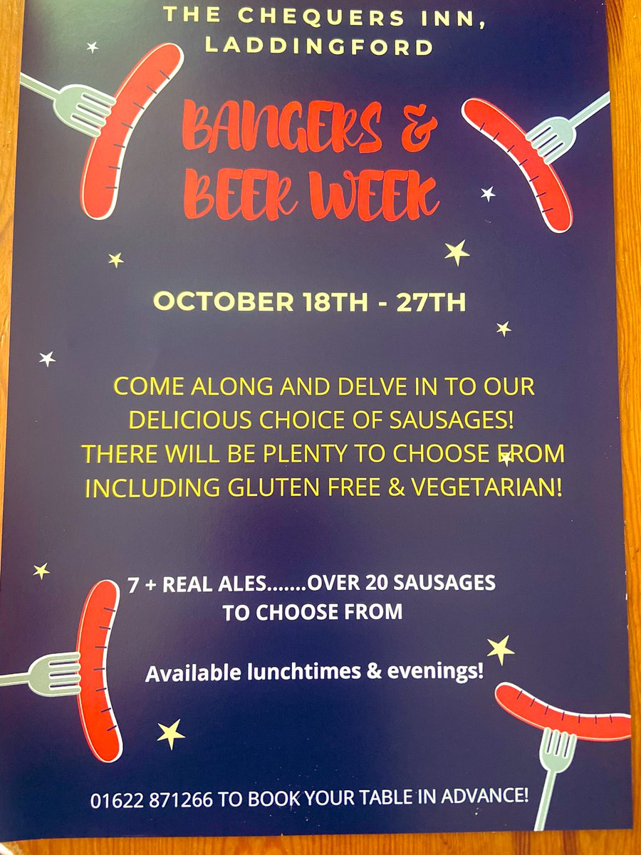 Our sausage &amp; beer week is fast approaching over 20 different sausages and 8 real ales - booking is recommended as usually a busy week