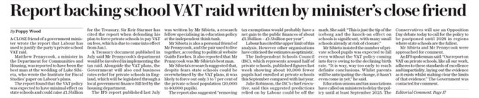 TobyMacallister's tweet image. 🚨HOW LABOUR RIGS IT TO SUIT THEIR IDEOLOGY

1) Put VAT on education

2) Get you best mate to do a report saying you are right to do so

Truth: It will waste billions and  make teachers unemployed.

#LabourLiars #LabourCorruption #LabourSccm
