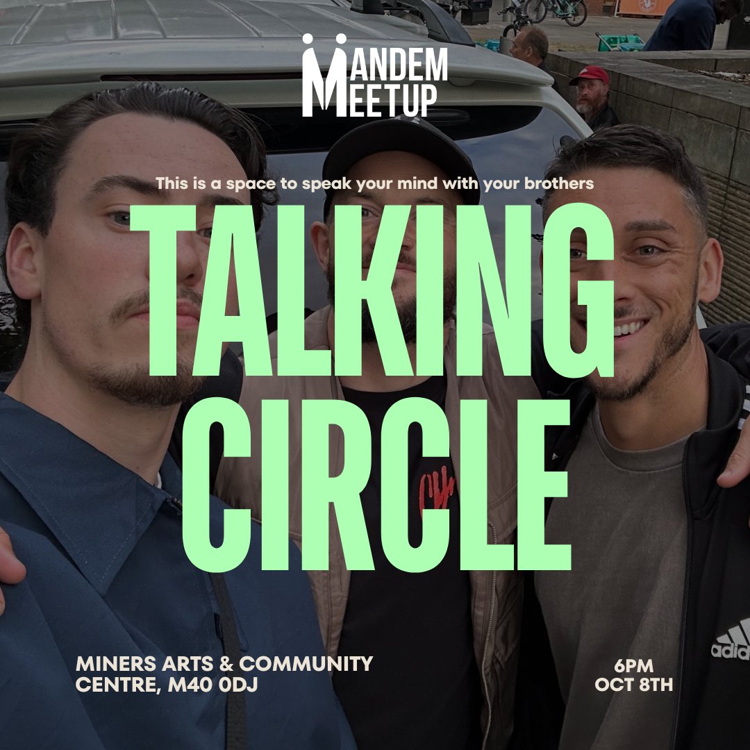 MandemMeetup's tweet image. Come to our Talking Circle at Miners Arts in Moston today!

Come speak your mind, this is your space to be yourself

Come as you are

#MandemMeetup #TalkingCircle