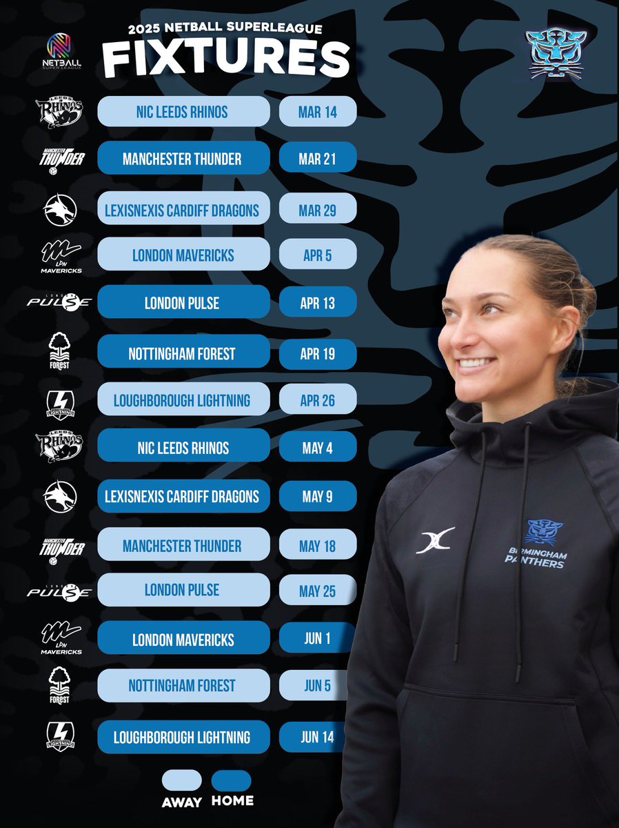 The wait is over - Our 2025 <a href="/netballsl/">Netball Super League</a> fixture schedule is here 🐾🚨

Sign up to our newsletter to stay in the know via the link in our bio 🔗