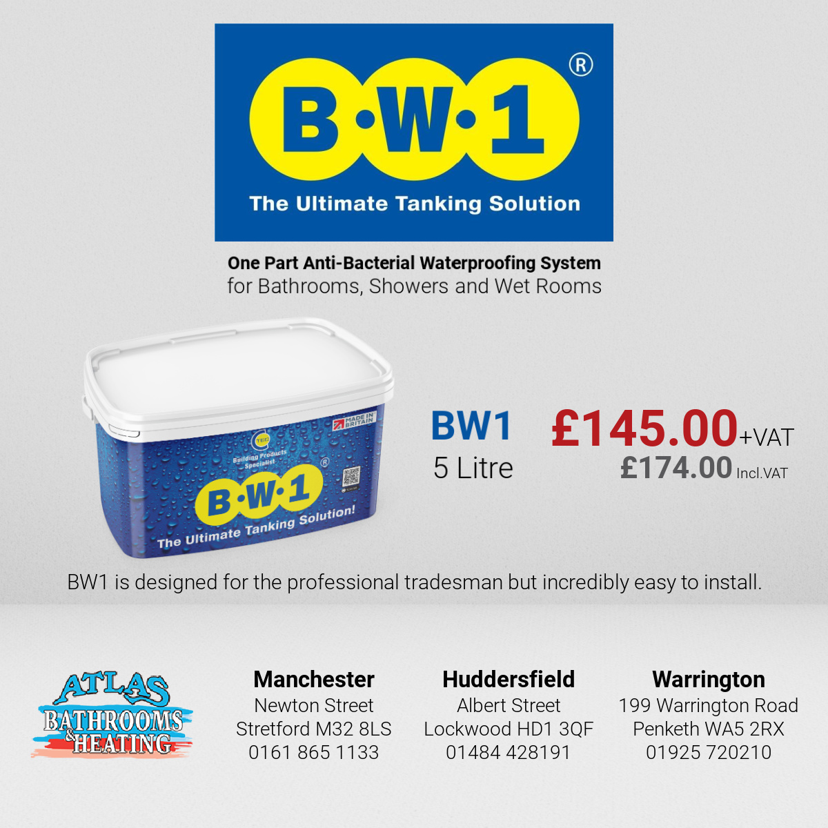 BW1 tanking system from the makers of CT1 now available from your local Atlas Heating Supplies trade counter <a href="/CTec_NI_Ltd/">CT1</a>
