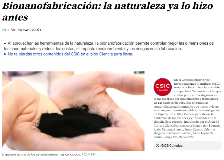 ICB_CSIC's tweet photo. 🧫 En los últimas años los #nanomateriales han adquirido un gran interés

🤔 ¿Sabías que algunos seres vivos pueden producir nanomateriales? ➡️ #bionanofabricación 

🖊️ @VictorCalvo97 (@GCNN_CSIC) ha escrito sobre ello en #CienciaParaLlevar @CSIC @20m 

🔗 https://t.co/Es0sW0Xecv https://t.co/EqfPbZQFOH