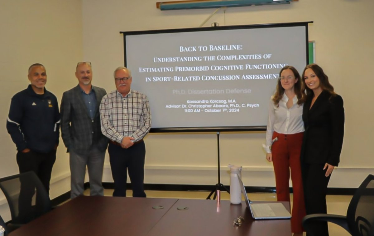 Abeare Lab (@abearelab) on Twitter photo Yesterday, <a href="/KassKorcsog/">Kassandra Korcsog</a> successfully defended her Ph.D. dissertation, which worked to better understand the complexities of estimating premorbid functioning in sport-related concussion assessment. Congratulations, Kassandra! 🎉 Yesterday, <a href="/KassKorcsog/">Kassandra Korcsog</a> successfully defended her Ph.D. dissertation, which worked to better understand the complexities of estimating premorbid functioning in sport-related concussion assessment. Congratulations, Kassandra! 🎉