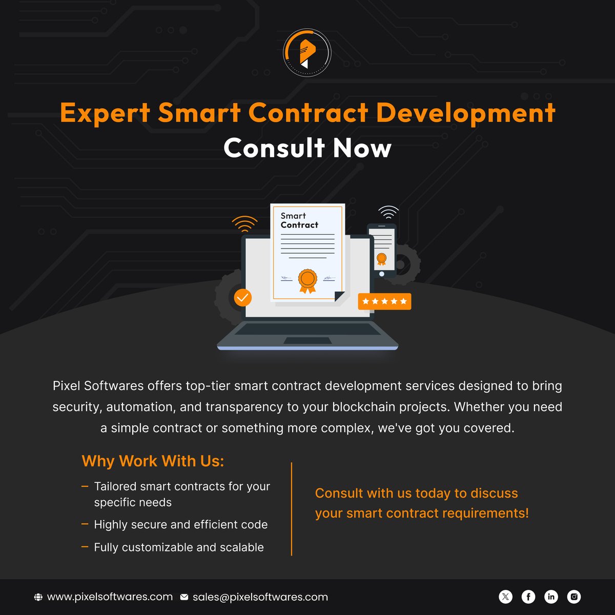 SoftwaresPixel's tweet image. Pixel Softwares, a leader in the field, offers top-tier smart contract development services to bring security, automation, and transparency to your blockchain projects.

Consult with us Today.
tinyurl.com/3acbtwjf

#smartcontractdevelopment #blockchain  #PixelSoftwares