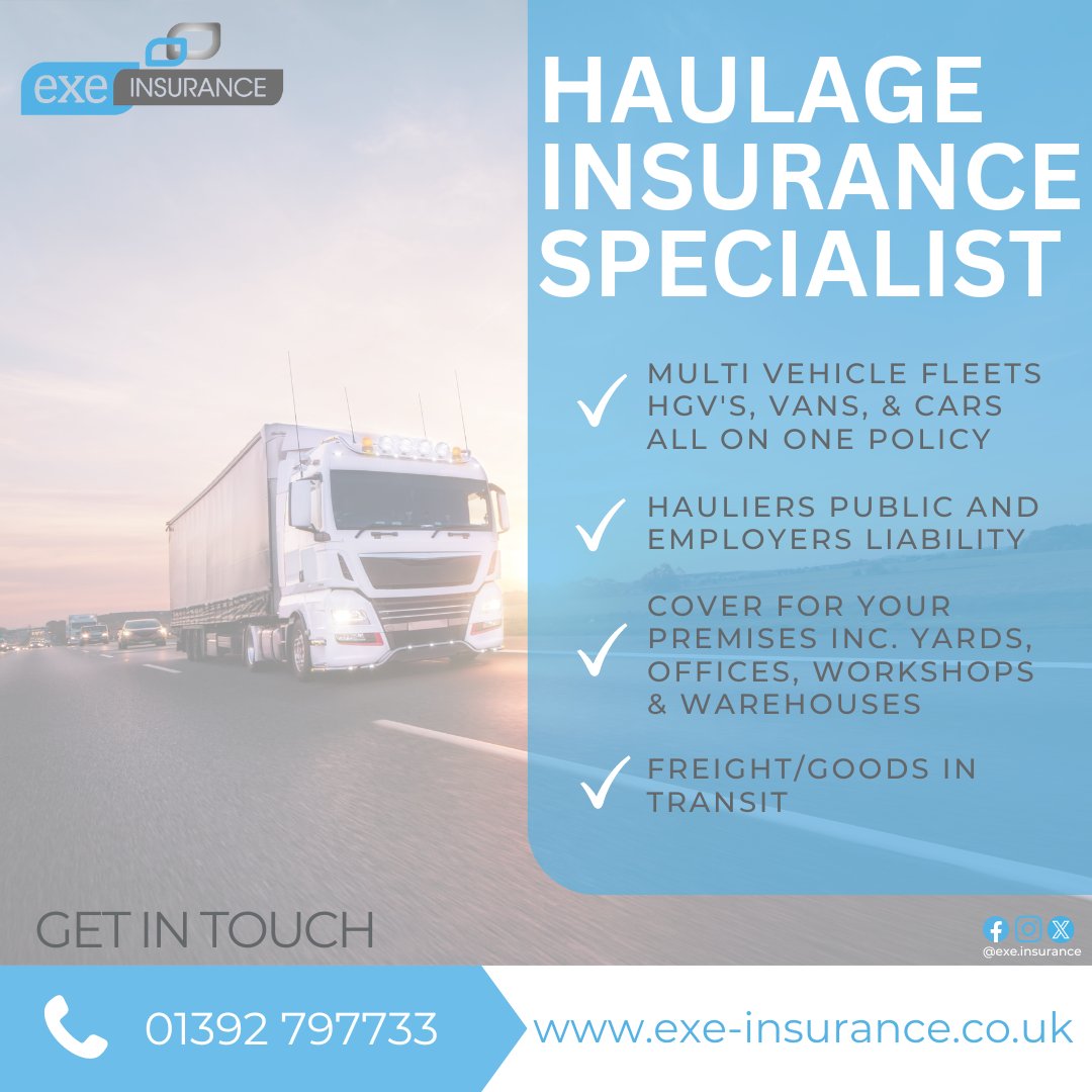 @EXEINSURANCE (@exeinsurance) on Twitter photo Get in touch for a Fleet insurance quote now.
Give us a 📲 call on 01392 797 733 or email info@exe-insurance.co.uk.
#fleetinsurance #getintouch #motortradeinsurance #exeterinsurance #exeterbusiness #exeinsurance #localbroker Get in touch for a Fleet insurance quote now.
Give us a 📲 call on 01392 797 733 or email info@exe-insurance.co.uk.
#fleetinsurance #getintouch #motortradeinsurance #exeterinsurance #exeterbusiness #exeinsurance #localbroker