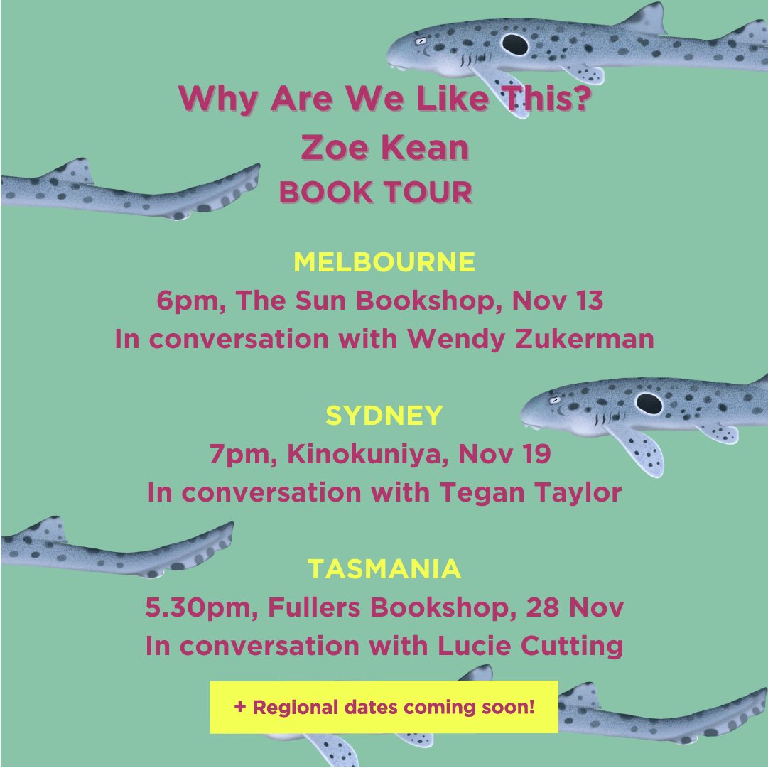Zoe Kean (@zoe_kean) on Twitter photo Capital city dates for the ‘Why are we like this?’ book tour are out! Secure your tickets via the link in my bio. I’m so excited to be joined on stage by some of my favourite scientists, science communicators and journalists!
@newsouthpub <a href="/wendyzuk/">Wendy Zukerman</a> <a href="/teegstar/">Tegan Taylor</a> <a href="/TianaPirtle/">Tiana Pirtle</a> Capital city dates for the ‘Why are we like this?’ book tour are out! Secure your tickets via the link in my bio. I’m so excited to be joined on stage by some of my favourite scientists, science communicators and journalists!
@newsouthpub <a href="/wendyzuk/">Wendy Zukerman</a> <a href="/teegstar/">Tegan Taylor</a> <a href="/TianaPirtle/">Tiana Pirtle</a>