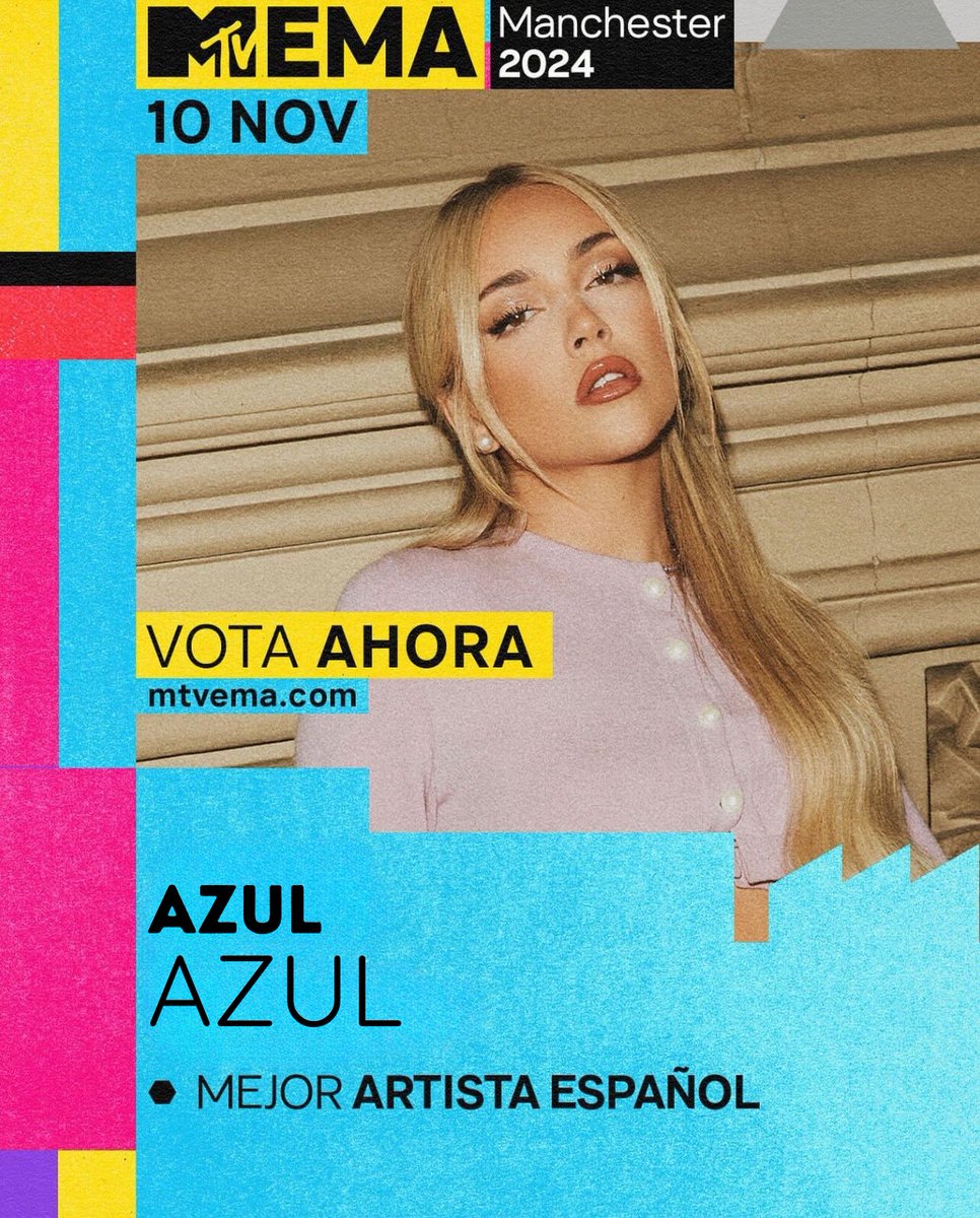 ⁣
               
                          ›                               from azul's fansite
                          Azul is nominated in 'Best Spanish
                          Artist' at the 2024 MTV E m a.

     ⁣