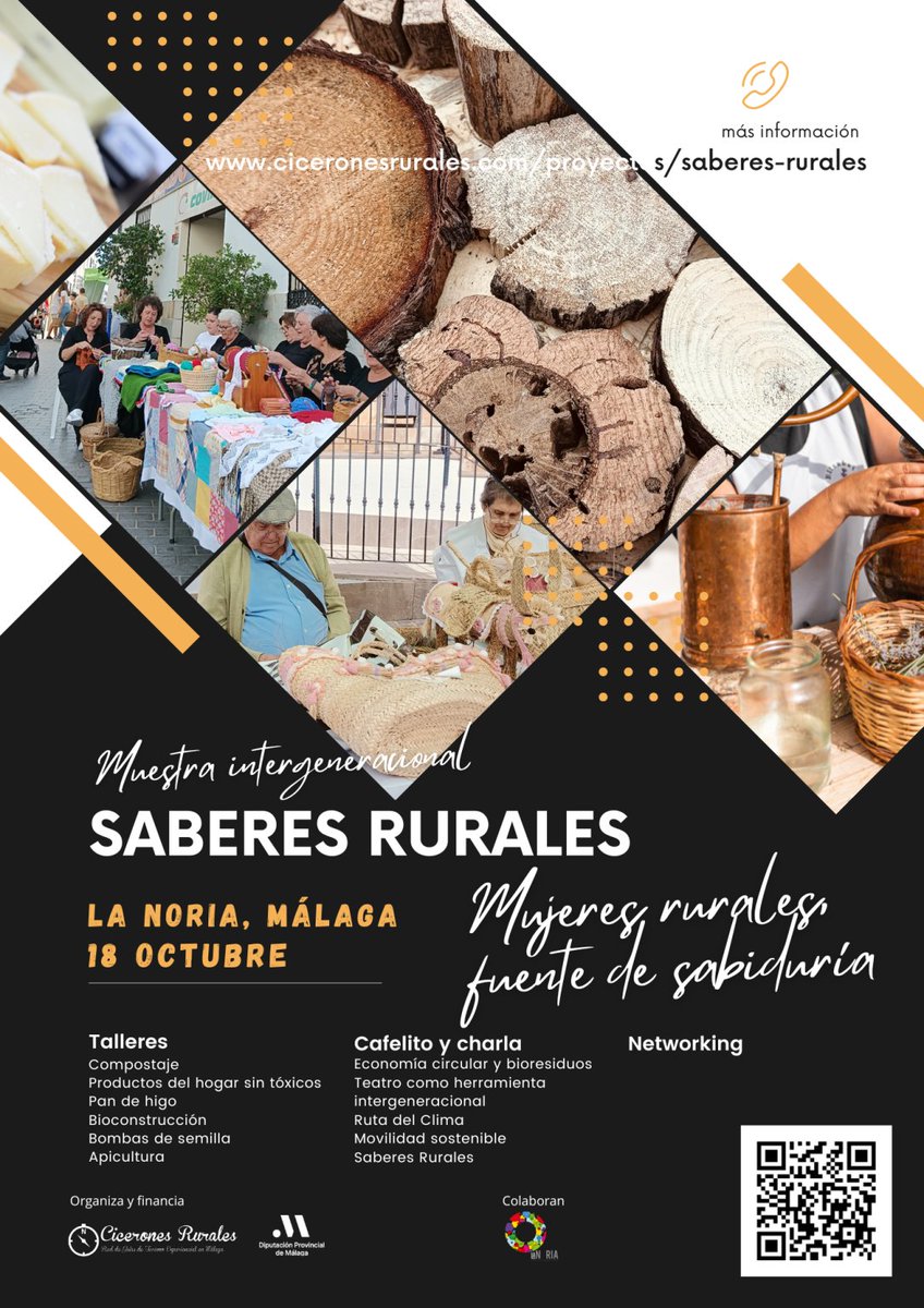lanoria_mlg's tweet photo. 🌾 ¡Inscríbete en 'Saberes Rurales´:  Mujeres Rurales, fuente de sabiduría' de @ciceronesrurales !

👩‍🌾 Un evento con talleres, teatro, charlas sobre sostenibilidad... 

➡ Consulta el programa completo en: https://t.co/DjVZmChuQP

#SaberesRurales #MujeresRurales #EcoCircular https://t.co/zugWcbTGcr