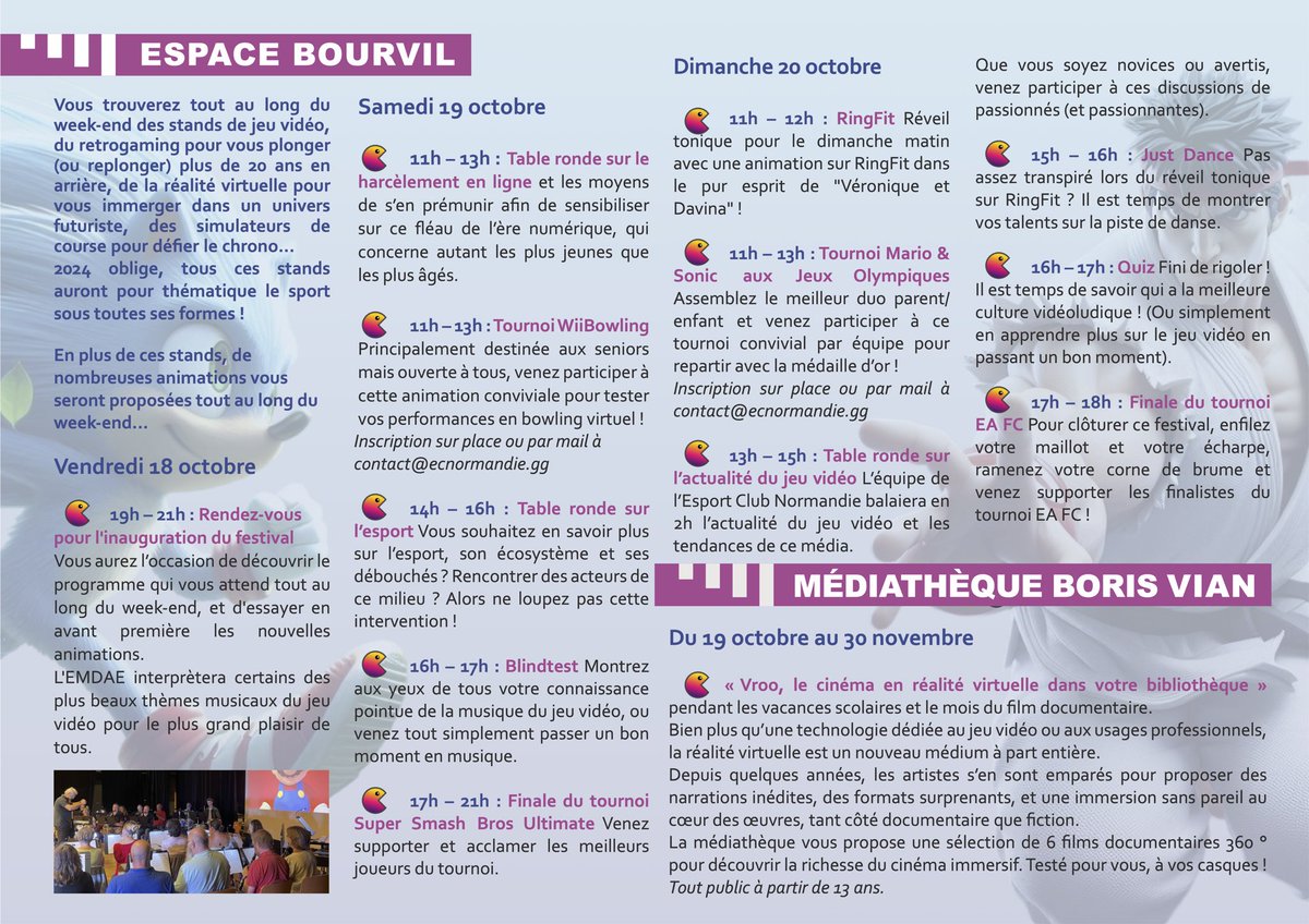 Le programme complet du 3e Festival du Jeu Vidéo de Ville de Caudebec-lès-Elbeuf !

📋 Retrouvez tous les détails sur le visuel ci-dessus ou sur notre site via le lien en bio.

📍 Inscriptions ⤵️ 
🌍 ecnormandie.gg 
📧 contact@ecnormandie.gg