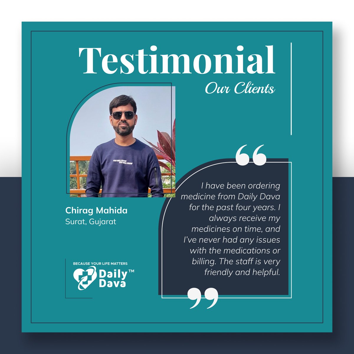 DailyDava's tweet photo. Your words of appreciation mean the world to us! Thank you for trusting Daily Dava for the past 4 years. We're committed to delivering not only timely medicines but also a seamless experience every time. Your positive feedback motivates us to keep raising the bar in service &amp;care https://t.co/VYrNpJ50FT