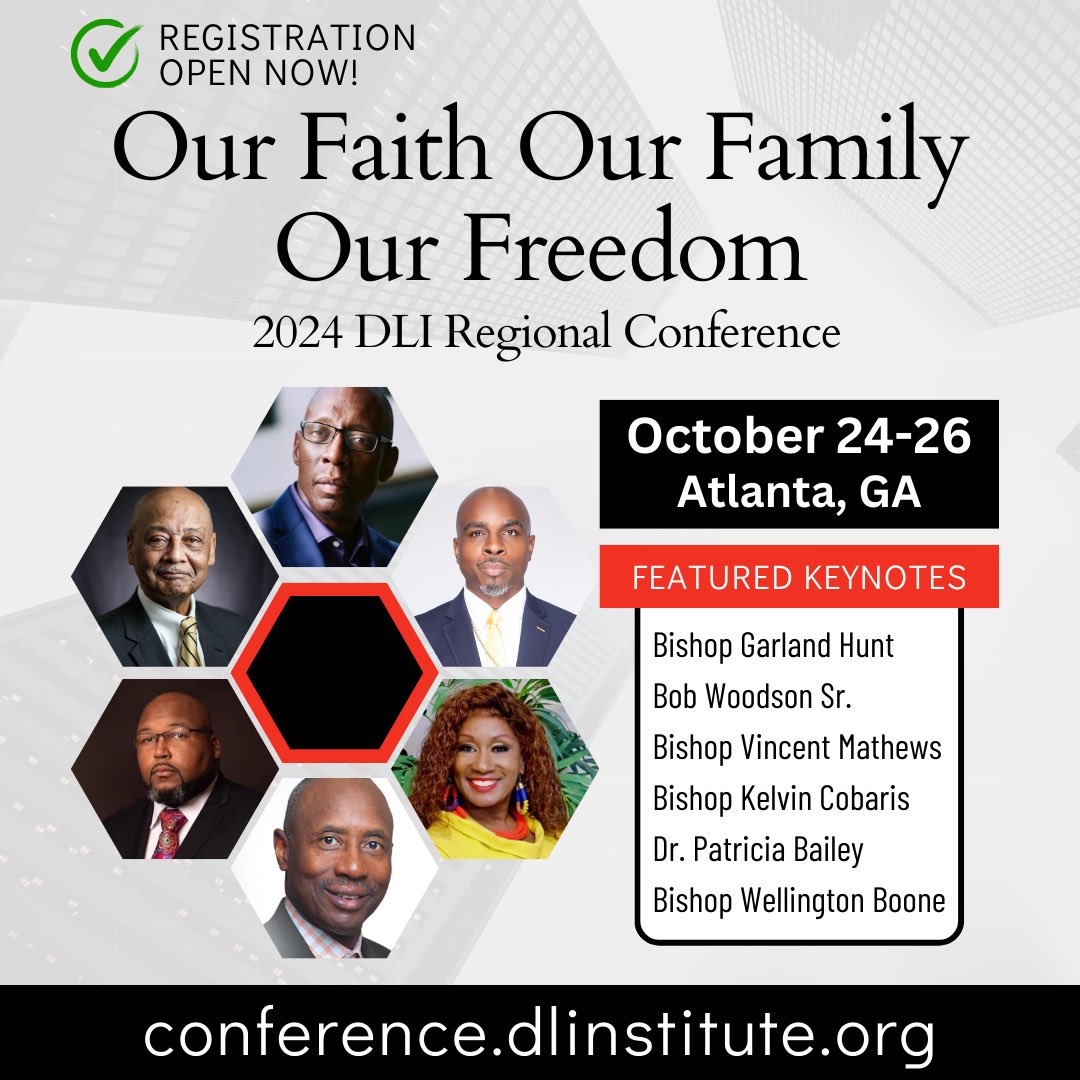 If you are a Christian or interested in hearing powerful biblical voices from the black community, you must attend this conference. At the Crowne Plaza in Norcross, Georgia, October 24-26 you cannot miss this.  Conference.dlinstitute.org   register now.