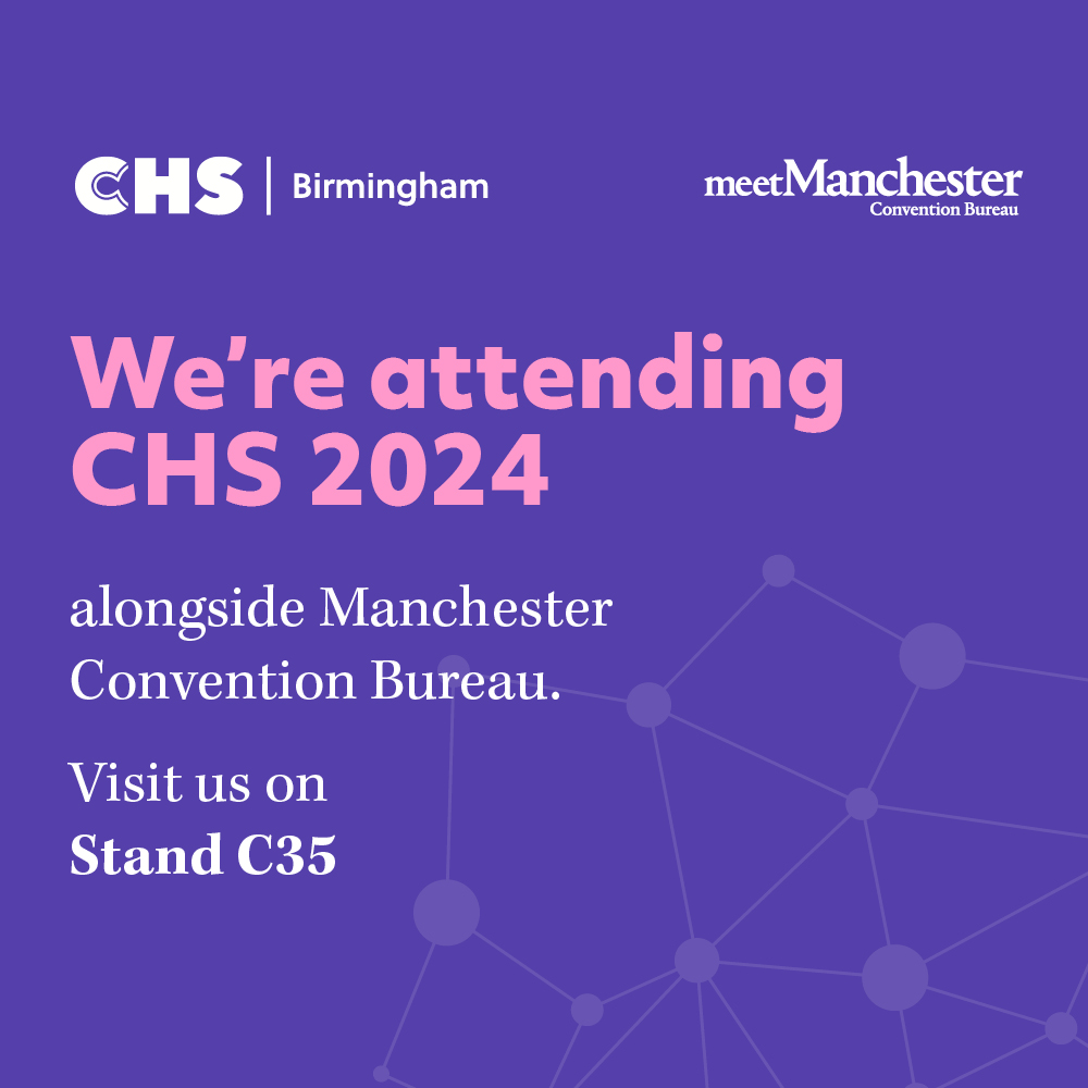 Very excited to be working alongside <a href="/marketing_mcr/">Greater Manchester Japan Mission 2025</a> at <a href="/CHS_Group/">CHS</a> Birmingham 2024. 

Come and visit us and see how we can make your conferences and events more sustainable, more responsible and more engaging.