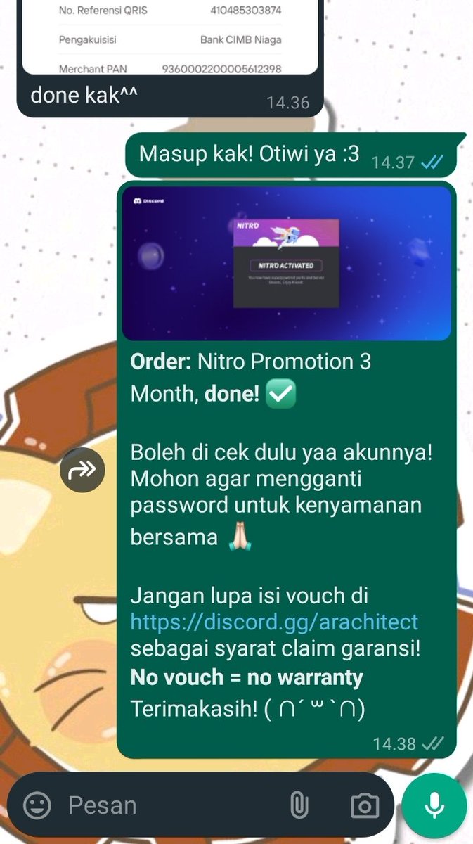 arachitect's tweet photo. Claim free trial Nitro atau Nitro Discord 3 bulan 30k bisa ya! Via login satset 2-5 menit, privasi aman proses sendiri. 😚🫶🏻

Nitro boost/basic via gift juga ada 😼 Legally paid full garansi (dengan TOS), langsung copas!

🌻 Order? https://t.co/gEOjks5xA0
#zonauang .t DC murah https://t.co/weuLc0LUNn
