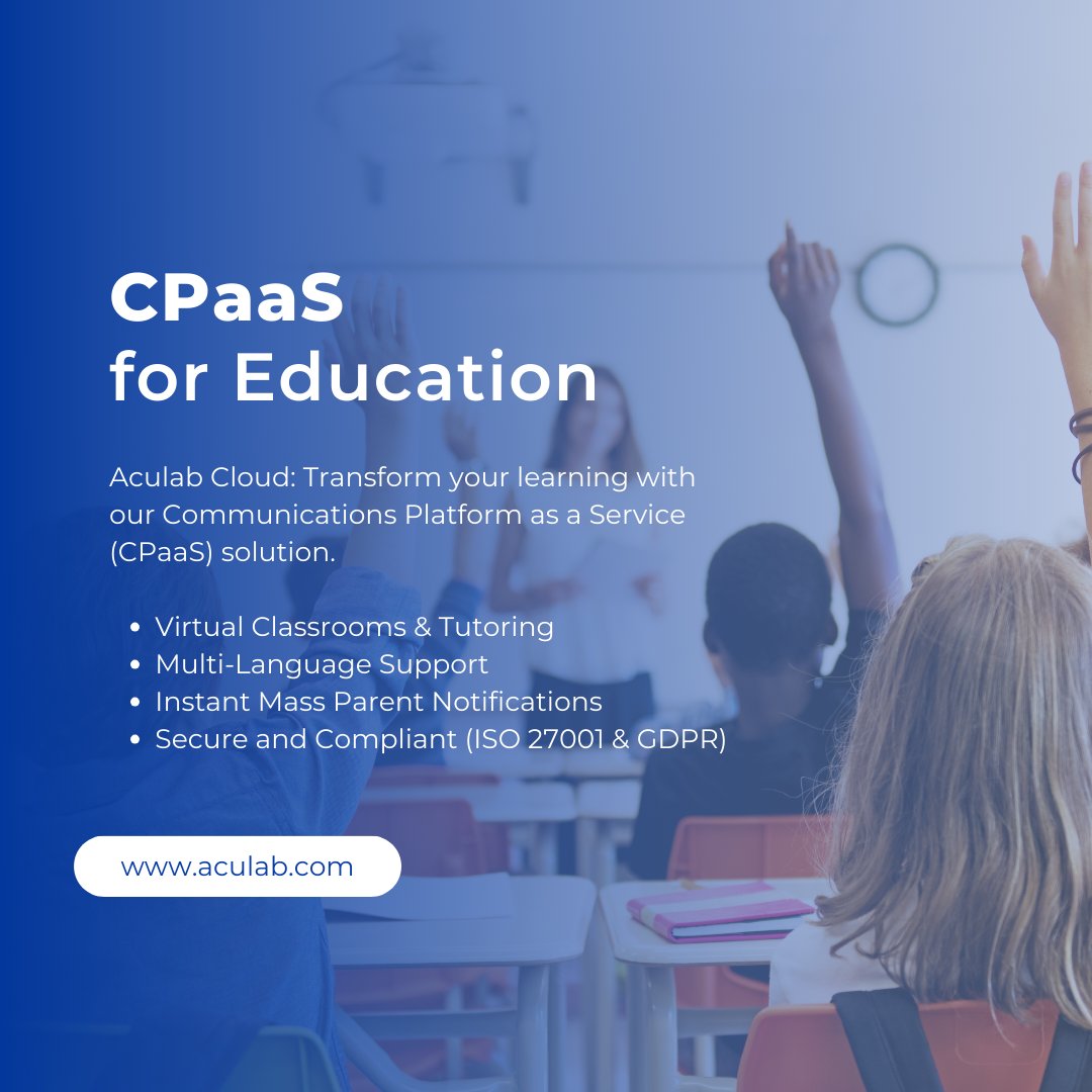 Revolutionise your school's communication with Aculab Cloud. Our CPaaS solution connects educators, students, and parents seamlessly. From virtual classrooms to instant notifications, we're shaping the future of education.

bit.ly/CPaaSinEducati…

#CPaaS #EdTech #RemoteLearning