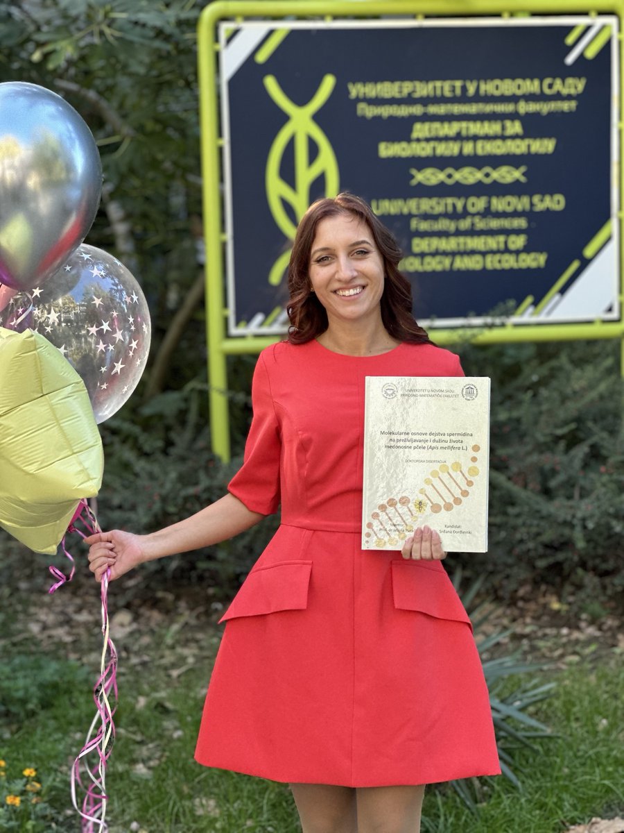 BHEALTH4's tweet photo. Srđana Đorđievski successfully defended PhD thesis entitled "Molecular basis of the influence of spermidine on the survival and life expectancy of the honey bee (Apis mellifera L.)", which represents part of the research from B-HEALTH project. #fondzanauku #programIDEJE #BHEALTH https://t.co/LkNuPBTDAt