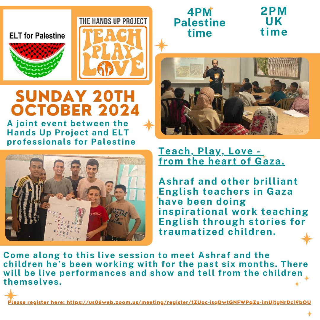 nickbilbrough's tweet photo. Register here for this @HandsUpProject and ELT for Palestine event.. https://t.co/v1UmEZp3vS https://t.co/QANJt2xZcD