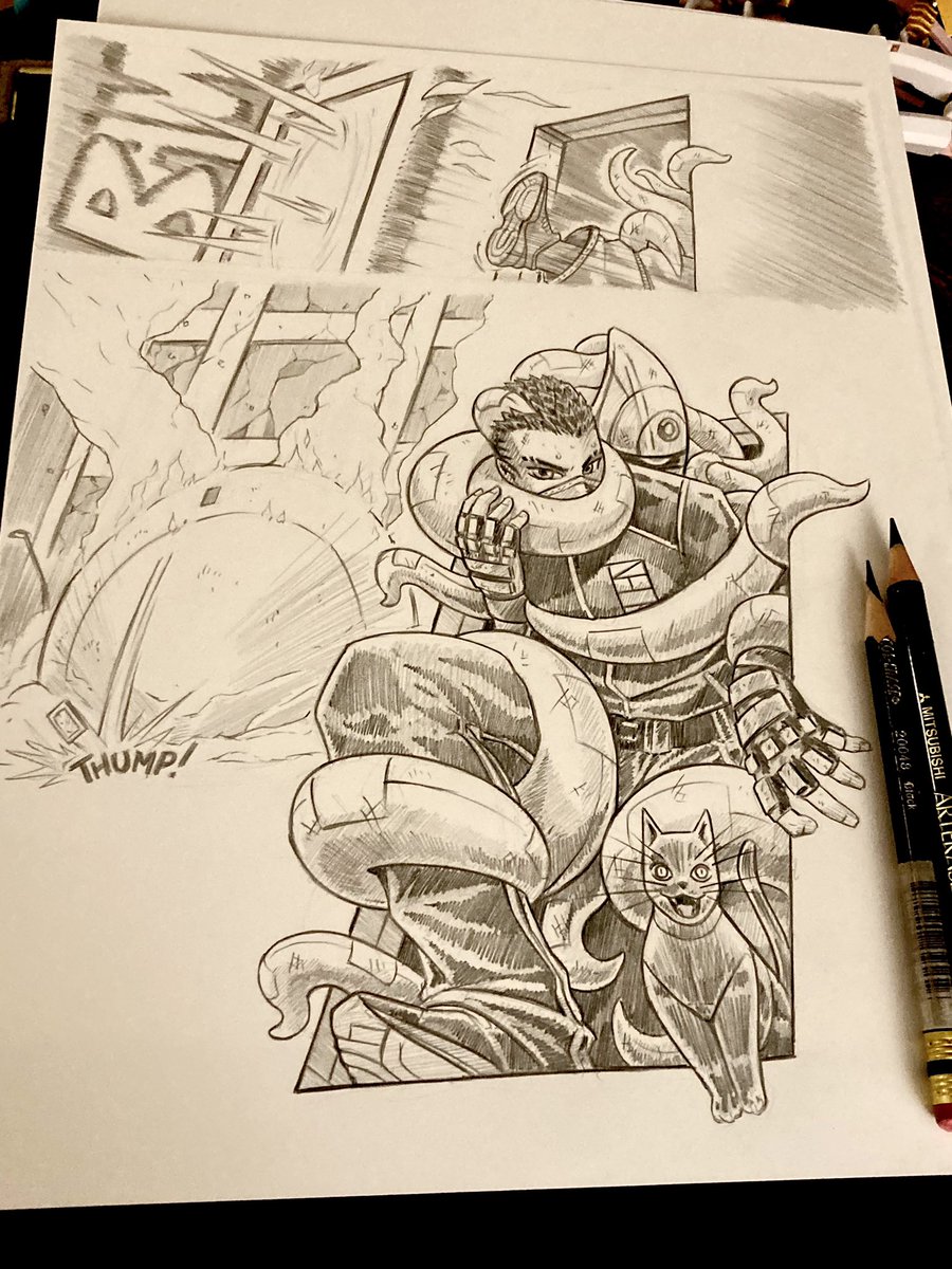 shadoboxxer's tweet photo. Added more depth to the current page. I really like how this page is coming out. Even with me being inconsistent, the plan is to keep pushing and advancing this style. #shadoboxxer #torocomics #handdrawn #indiecomic #comicbook https://t.co/VG7vNODGHx