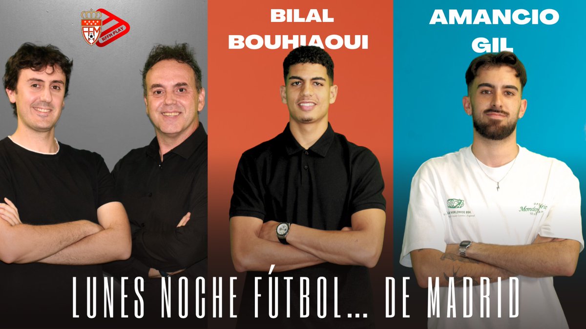 🎙️ Protagonistas Primera División Autonómica de Aficionados 

GRUPO 1⃣
Amancio Gil (<a href="/Cfpozuelo/">CF Pozuelo</a>)
Bilal Bouhiaoui (<a href="/CD_San_Fernando/">𝗖.𝗗. 𝗦𝗮𝗻 𝗙𝗲𝗿𝗻𝗮𝗻𝗱𝗼</a>)

GRUPO 2⃣
Miguel Fuentes (<a href="/ParlaEscuela/">Parla Escuela-Fair Play</a>)
Raúl Tejero (<a href="/CiudadGetafeCF/">CiudadGetafe_oficial</a>)

📌 youtube.com/live/0esEexjJQ…