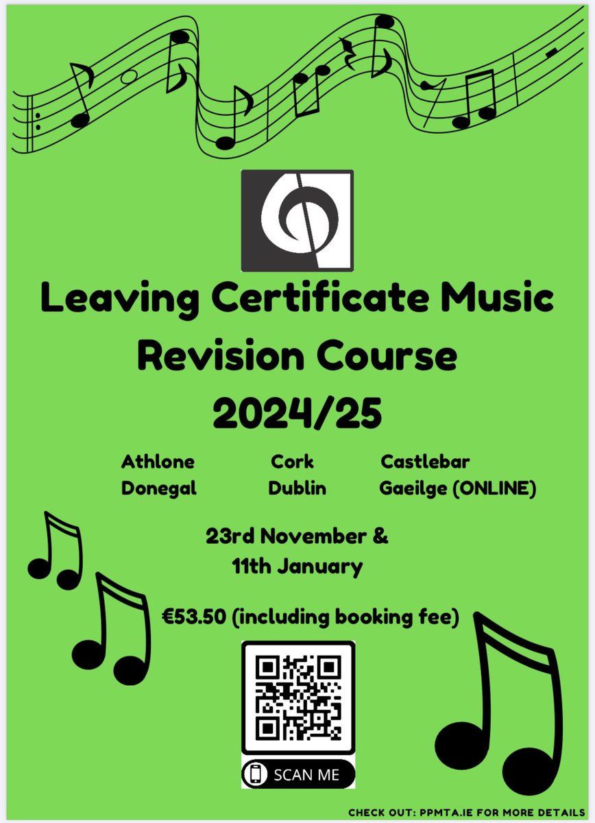 PPMTA's tweet photo. Now that our annual conference is over our committee moves their attention towards our revision course which takes place on 23/11/2024 and the 11/01/2025! 

Registration is now live by scanning the QR code below and we ask you to encourage your students to attend! 🎵 https://t.co/NccVELkEra