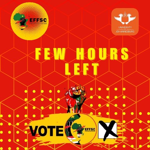 apb_effsc's tweet photo. UJ Students! The time is NOW! Tomorrow from 9 AM, make your voice heard by voting for the EFFSC. 🗳️ Let’s build a student body that fights for equality, justice, and real change! ✊🏾 Your vote matters – together, we rise! 🌍 #EFFSCUJ #StudentPower #Voteeffsc #TomorrowWeLead https://t.co/SGcmsWOKMD