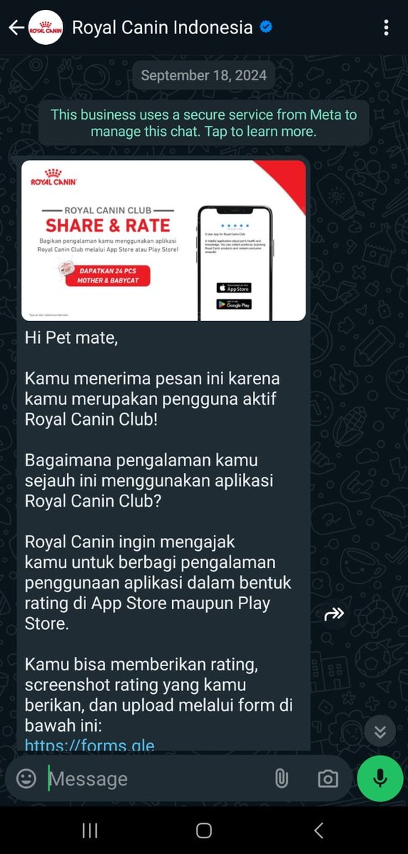 fluffysagi's tweet photo. @kochengfs hi maaf baru muncul abis plg kerja,😭 aku dpt wa kaya gini wktu itu. trs isi form dan lupakan~, eh tbtb sampe beneran hadiahnya. btw ini ned yah nov 24, jd aku banyak ksh ke meng deket2 rumah. https://t.co/kHRLphBFPl