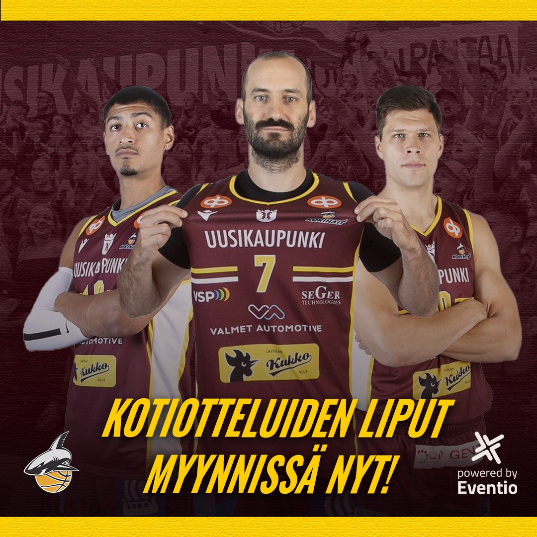 Korihait's tweet photo. 𝐊𝐨𝐭𝐢𝐨𝐭𝐭𝐞𝐥𝐮𝐢𝐝𝐞𝐧 𝐥𝐢𝐩𝐮𝐭 𝐬𝐚𝐚𝐭𝐚𝐯𝐢𝐥𝐥𝐚 𝐧𝐲𝐭 𝐞𝐧𝐧𝐚𝐤𝐤𝐨𝐨𝐧 🌟

Varmista paikkasi Uusikaupunki Areenalta runkosarjan kotiotteluihin! 🔥

🎟: https://t.co/idO7BG1FLJ

#Korihait 🦈 #Korisliiga #Uusikaupunki https://t.co/ucoJjdrwvz