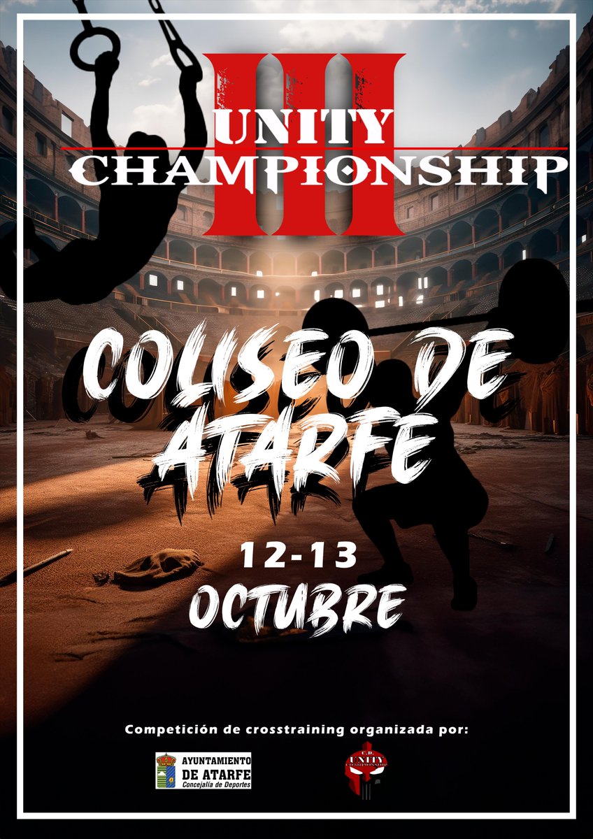 III UNITY CHAMPIONSHIP

Coliseo de Atarfe 12-13 Octubre

Nuestra competición de CrossTraining favorita, vuelve una vez mas a nuestro Coliseo!!

APUNTATE!