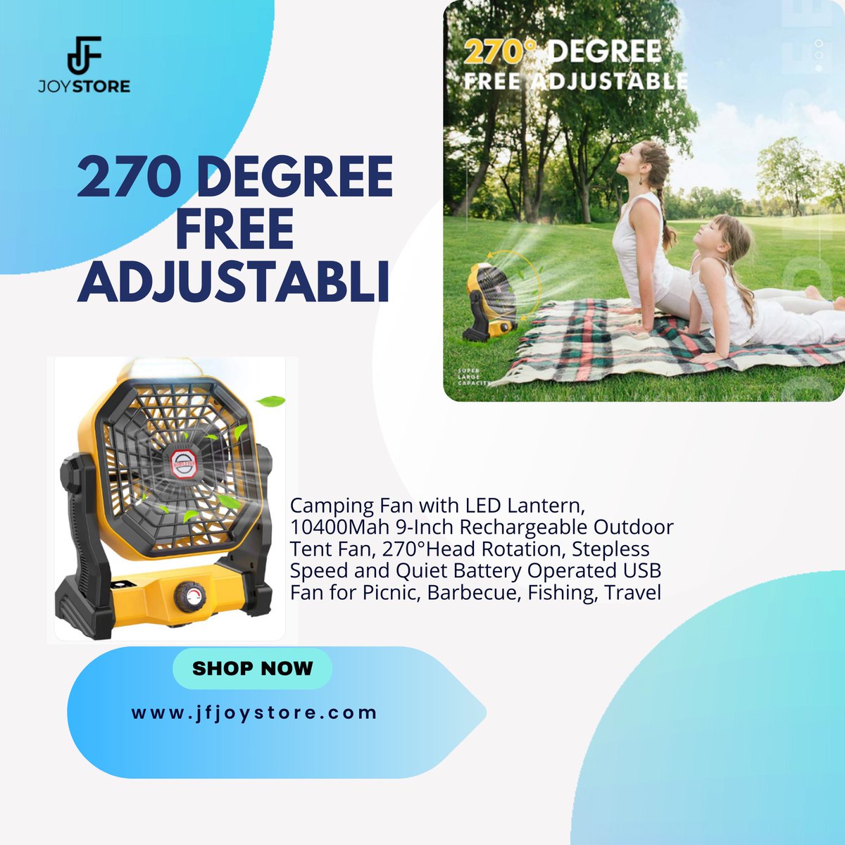 jfjoystore's tweet photo. Camping Fan with LED Lantern, 10400Mah 9-Inch Rechargeable Outdoor Tent Fan, 270°Head Rotation, Stepless Speed and Quiet Battery Operated USB Fan for Picnic, Barbecue, Fishing, Travel

Shop Now 
👇📷 
https://t.co/e0XpM4ProP 

#trend #TrendingNow #viral2024 #Diddy #lovingyou https://t.co/QW9pAWSLZO