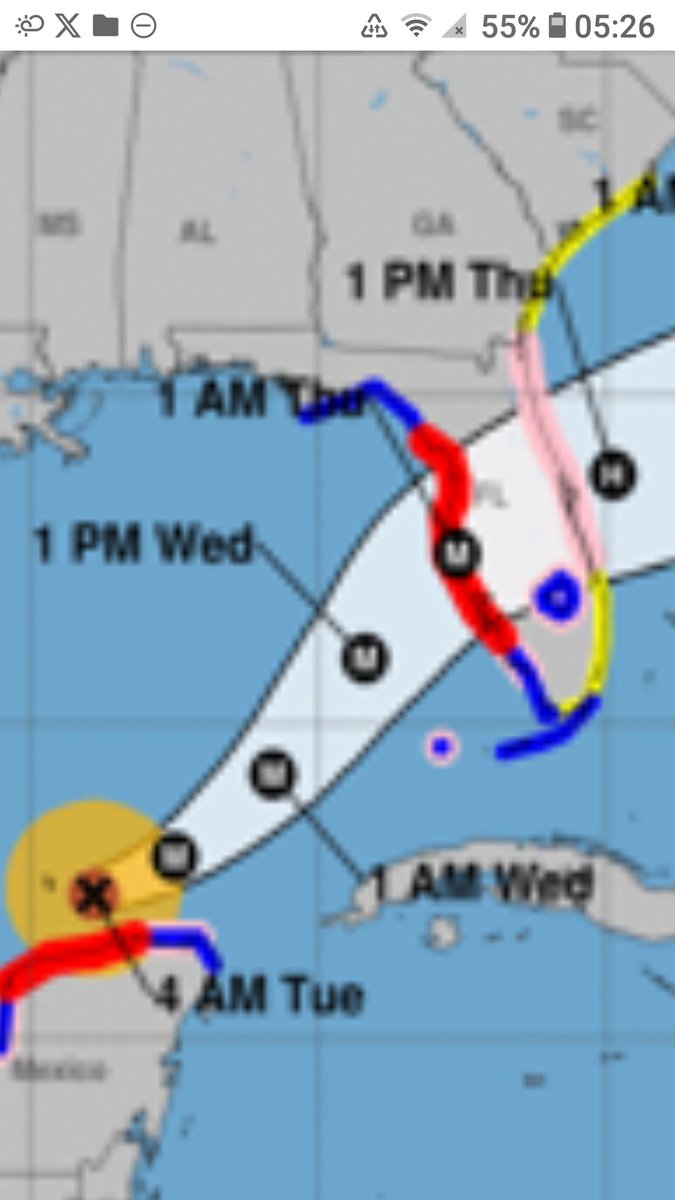 c2cgeoglobal's tweet photo. Hitting Tampa and it's military infrastructure. What's changed in track guidance is it is now squarely over Cape Caneveral on the east coast of Florida. Is this Winds of War"? Or mybe both? Are we in a new era of "The Weather of War"??!!?? https://t.co/vxsoX3sB6K
