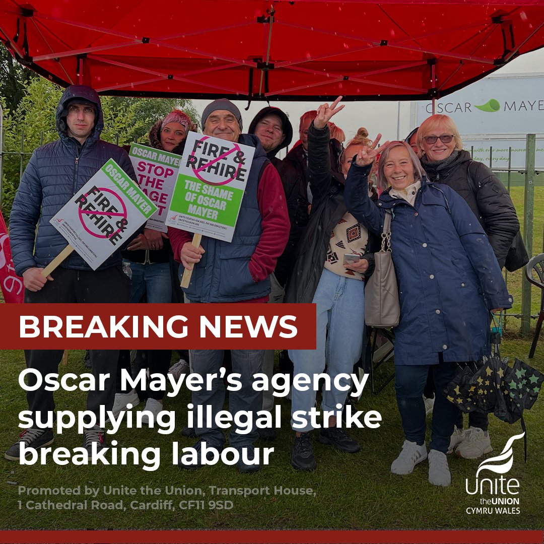 🚨 BREAKING NEWS 🚨

Oscar Mayer’s agency supplying illegal strike breaking labour

The job&amp;talent employment agency has been reported for advertising for temporary staff to work at Oscar Mayer’s Wrexham ready meal factory, during #FireAndRehire strikes.

unitetheunion.org/news-events/ne…