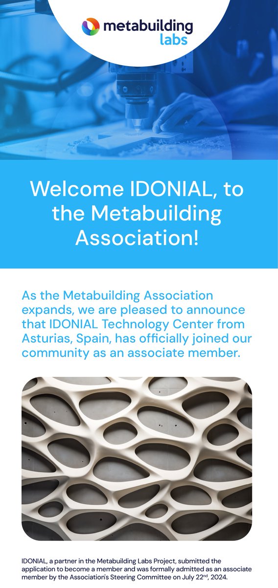 ▶️#MetabuildingLabs Press Release nº4 has been released. (October 2024)
🔹We're pleased to welcome IDONIAL Technology Centre-<a href="/IdonialTech/">Idonial</a> as a new member of #Metabuilding Association!
👉Read the complete information here: us21.campaign-archive.com/?e=[UNIQID]&u=…
<a href="/EU_Commission/">European Commission</a> #OITB