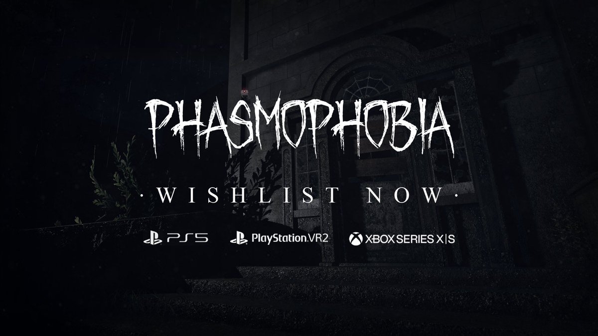 Ghost Hunters, we're just as excited as you for #Phasmophobia to come to consoles. Rest assured, the game is coming to PS5, PS VR2 and Xbox Series X|S 𝐭𝐡𝐢𝐬 Halloween season. We'll have more news to share with you late next week. In the meantime, you can wishlist the game now