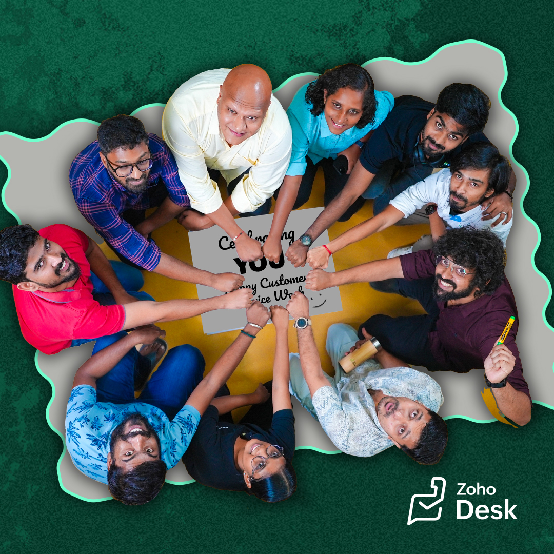 ZohoDesk's tweet photo. To the heart of every business, thank you for the problems you solve, and the smiles you bring! Happy #CustomerServiceWeek from our team to yours 💚 https://t.co/viPuiglWRr