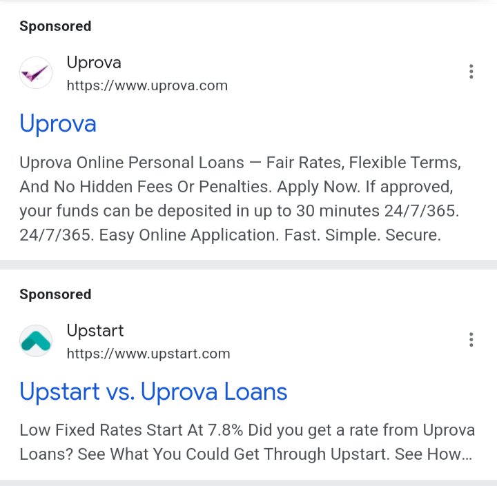 OuroborosPress's tweet image. h/t Objektv.info: 

These are probably the same brand, #Uprova, Upstart. Based on similarity, search ranking. 
One makes their brand into a farce about a native community that chooses to work w/ others on financial empowerment lies. The other looks credible. #SameBrand