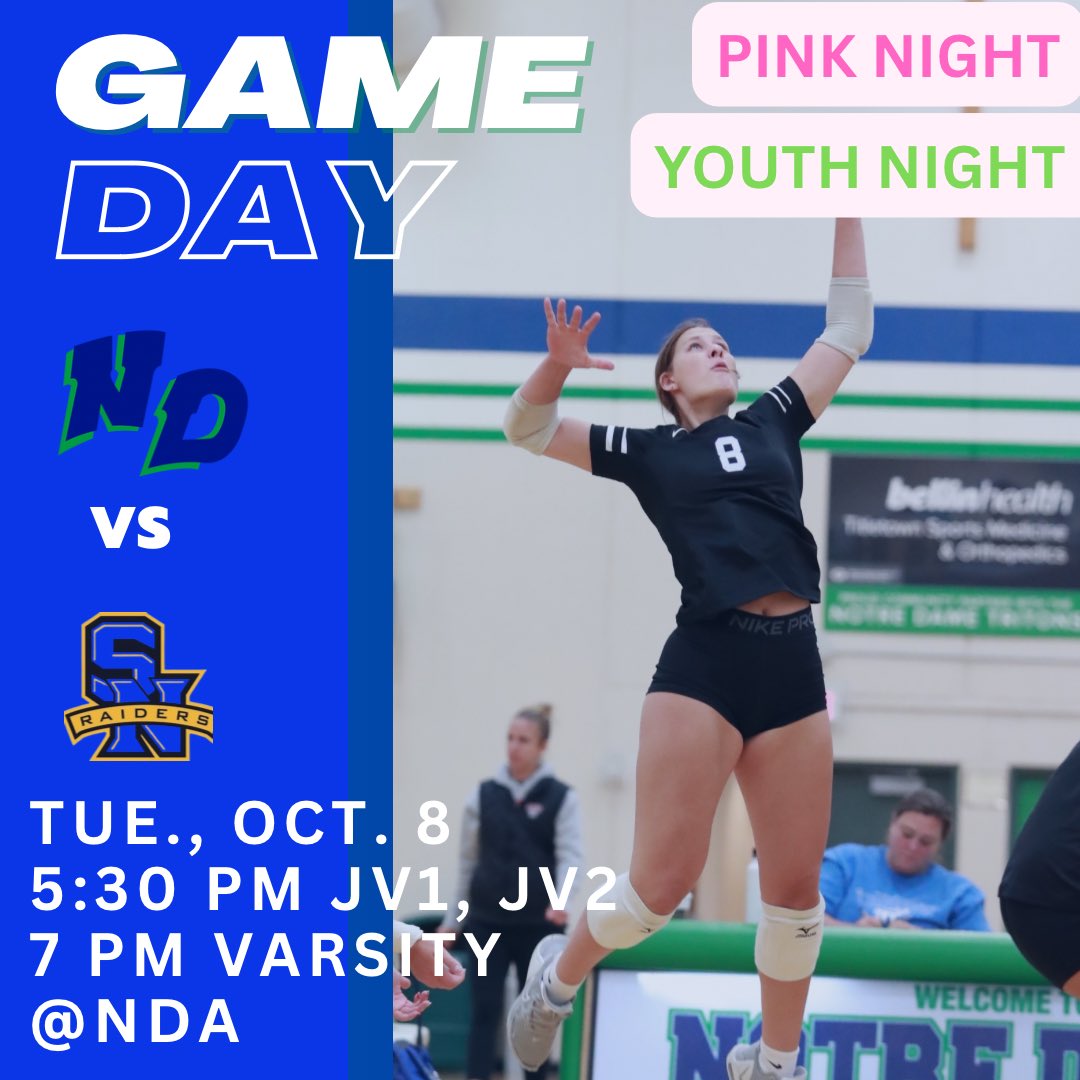 NDA Triton Volleyball (@tritonvb) on Twitter photo Itās GAME DAY vs Sheboygan North at HOME! Plus, the bonus of YOUTH Night& PINK Night to support an important cause! <a href="/NDATritonSports/">Notre Dame Academy Athletics - Green Bay, WI</a> Itās GAME DAY vs Sheboygan North at HOME! Plus, the bonus of YOUTH Night& PINK Night to support an important cause! <a href="/NDATritonSports/">Notre Dame Academy Athletics - Green Bay, WI</a>