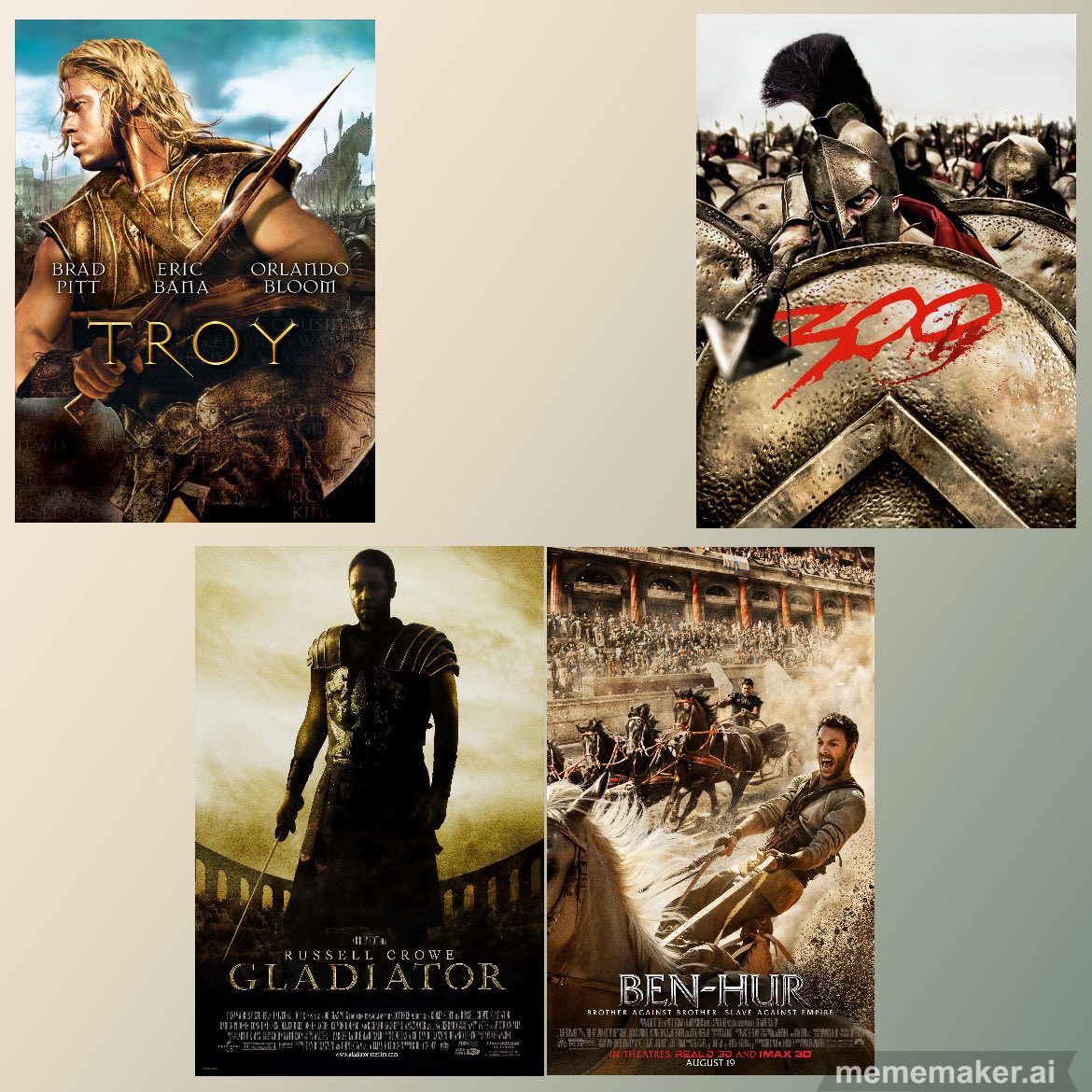Sniperwolfstar1's tweet photo. #chooseyourchampion #chooseone #pickone #saibladenation #harddecision #whichoneisyourfavourite #poll #gladiator #300 #troy #benhur https://t.co/zLuwLjwDE7