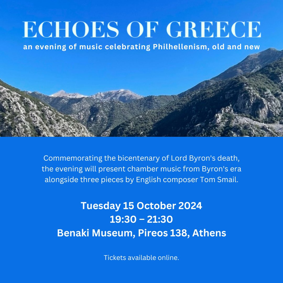 ukingreece's tweet photo. 🎼 Echoes of Greece – an evening of music celebrating #Philhellenism, old and new
Tickets available online: https://t.co/iwborRoRiV
Join us! https://t.co/SAVw4O0BDI