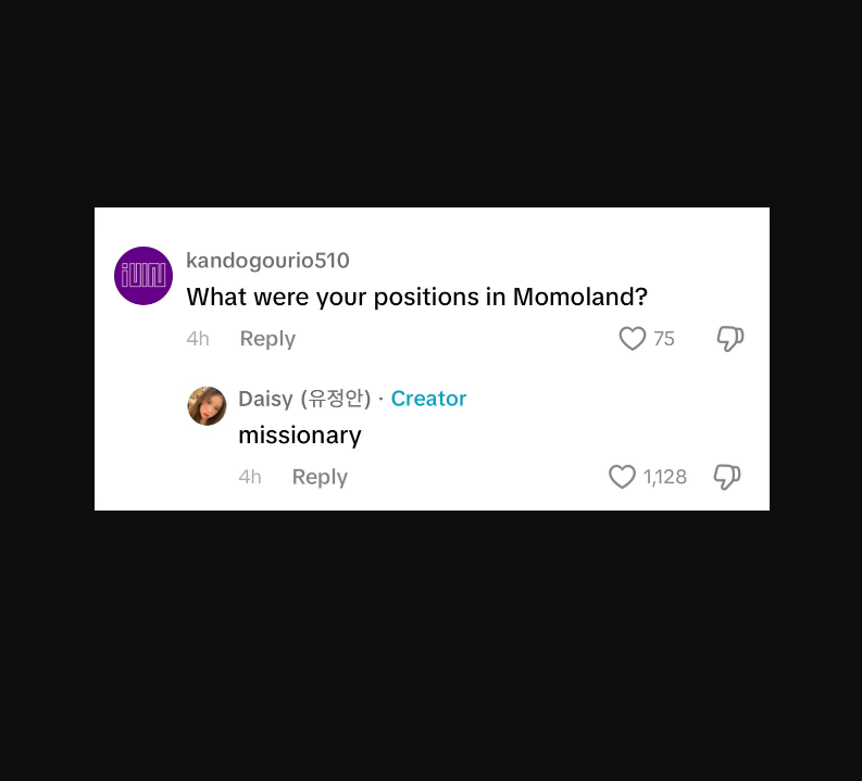 Ex-member of MOMOLAND, Daisy, in a recent comment:
