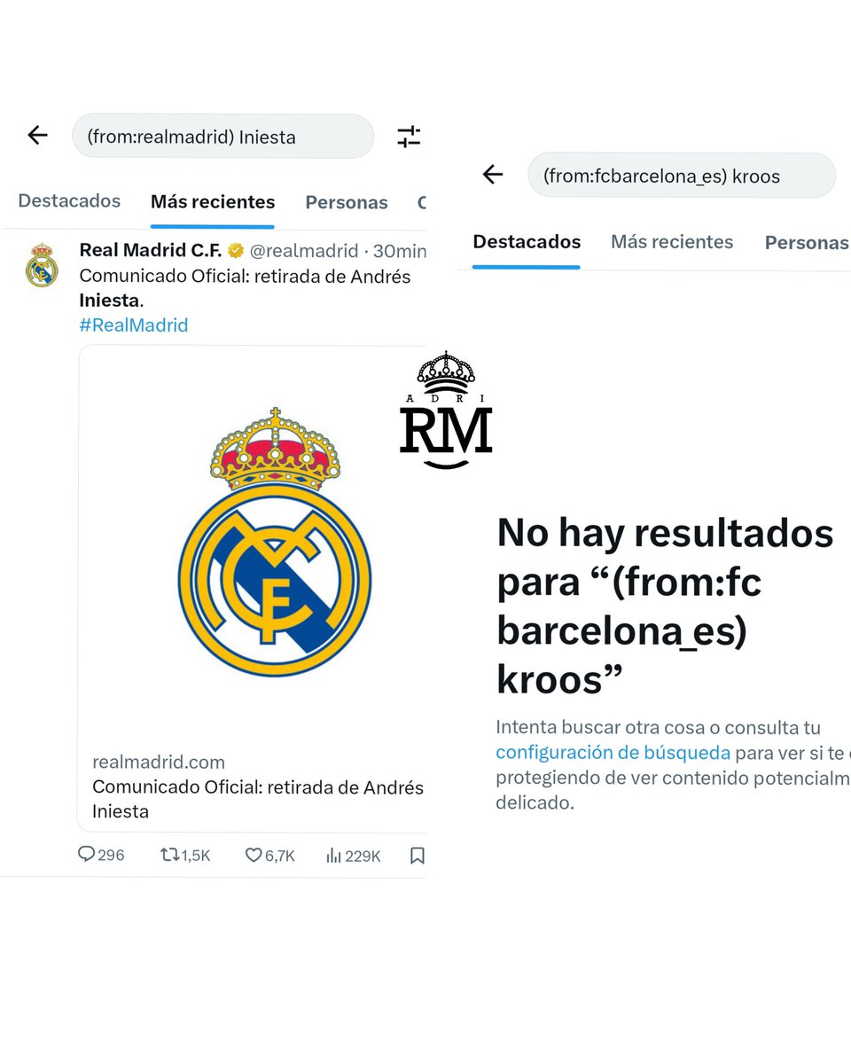- El Real Madrid se ha despedido de una leyenda como Andrés Iniesta.

- El Barcelona no se despidió de una leyenda como Toni Kroos.

ETERNAS DIFERENCIAS 👏🏻👏🏻👏🏻
