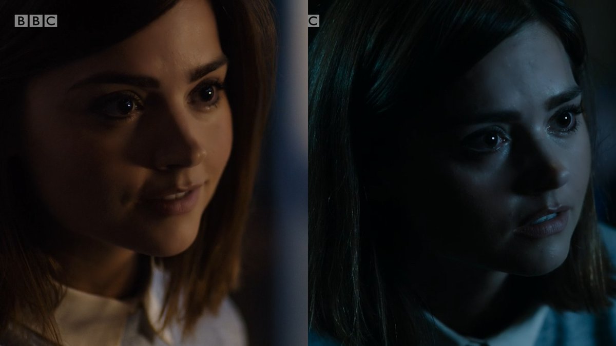rachel talalay is so cool

look how precisely the two compositions match, how this is the exact same conversation twice over but with a completely different tone. you don't notice how uncanny Heaven Sent Clara is until you have the comparison