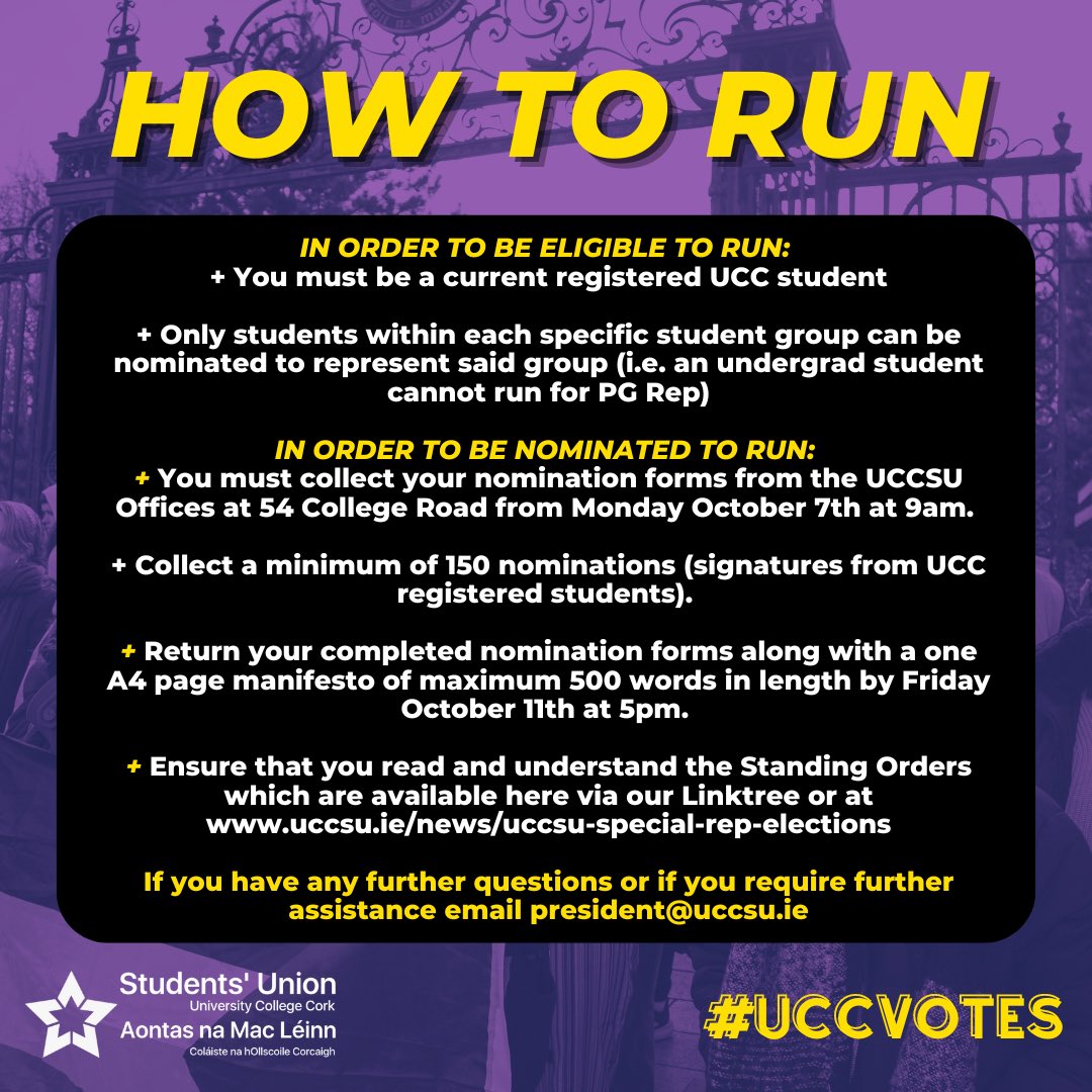 Katie Halpin-Hill (@uccsupresident) on Twitter photo 📢 Calling all postgraduate, mature, and international students!
Are you interested in sitting on the SU Executive, representing your cohort, and enhancing social and educational change for the members of our Union?
Nominations are now open for <a href="/UCCSU/">UCC Students' Union</a> Special Rep. Elections! 📢 Calling all postgraduate, mature, and international students!
Are you interested in sitting on the SU Executive, representing your cohort, and enhancing social and educational change for the members of our Union?
Nominations are now open for <a href="/UCCSU/">UCC Students' Union</a> Special Rep. Elections!