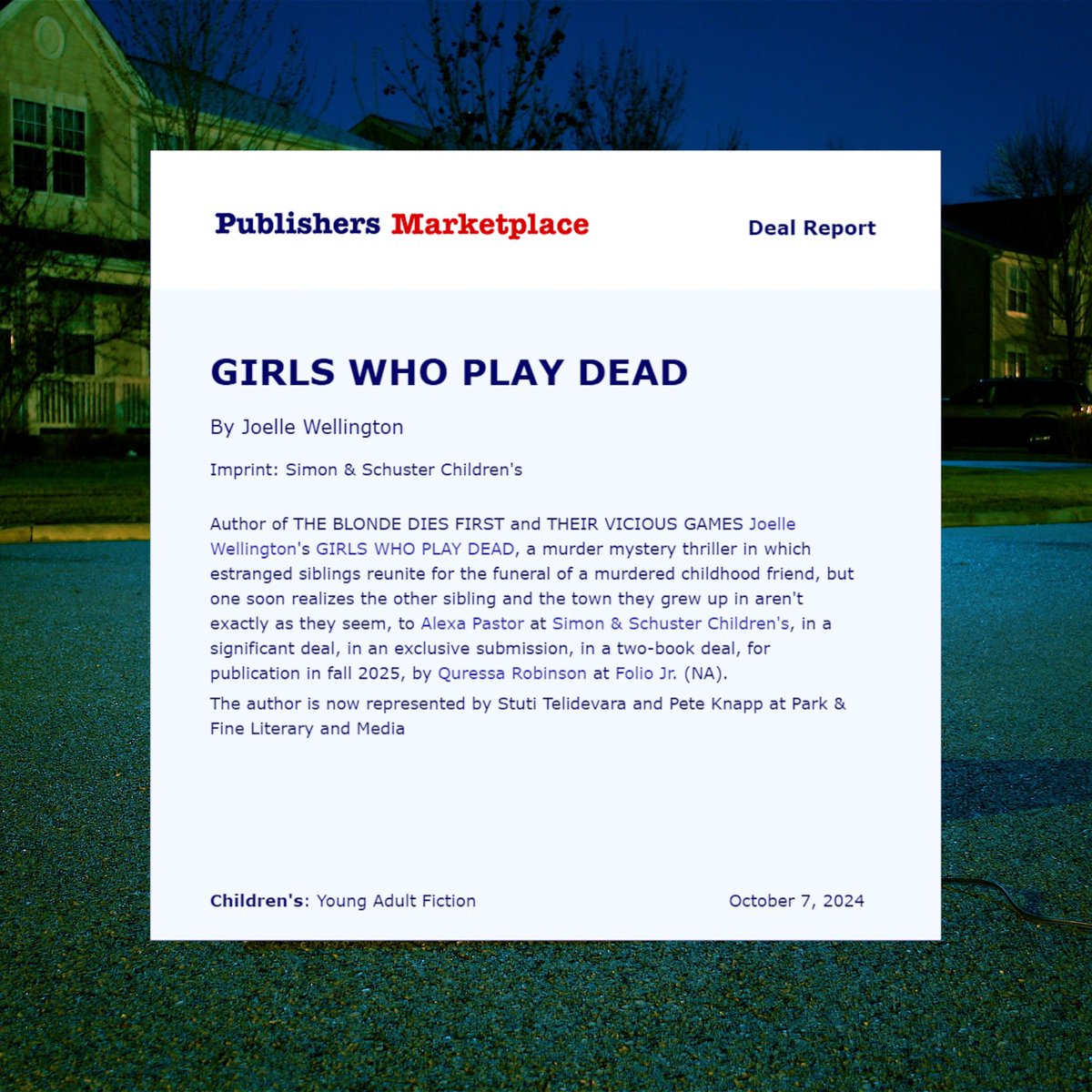 joelle_welling's tweet photo. i have a new book coming to a bookstore near you in the next year! i am haunted by the suburbs, david lynch, enduring grief, and preteens in sephora, so i had to write this book that i love so dearly and i hope you will too

GIRLS WHO PLAY DEAD is out in Fall 2025 with @simonteen https://t.co/DN69gvWu2o